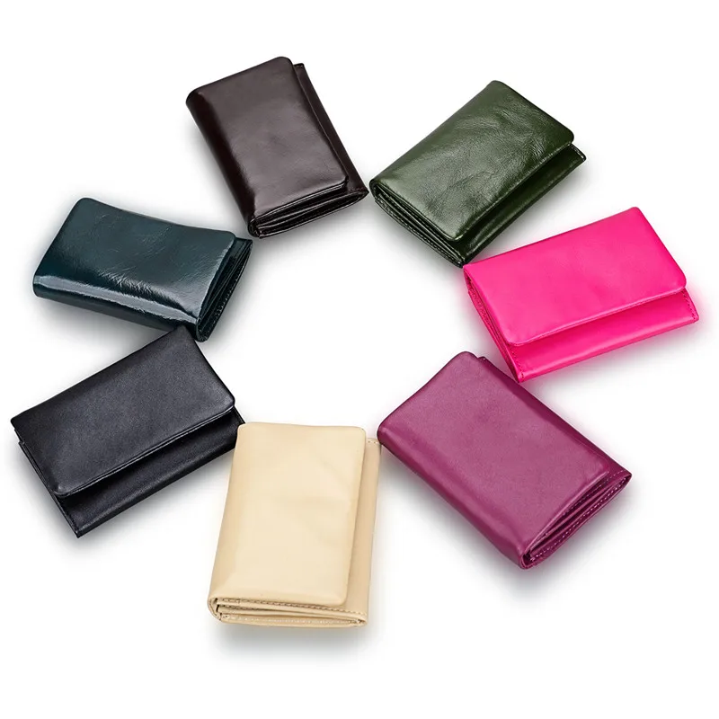 Fashion Women Wallet Vintage Genuine Leather Short Wallets Top Layer Cowhide Coin Purse Card Holder Small Mini Money Bag Pocket