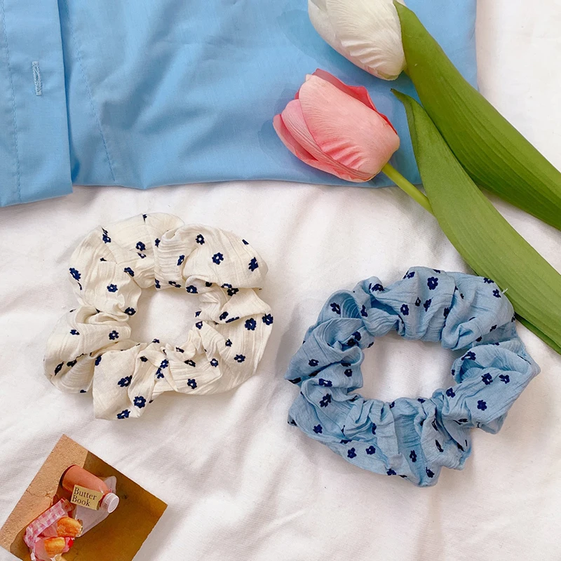 

Women Small flower Hair Scrunchies Vintage Wild Hair Ring Elastic Rubber Band Girls Fashion Ponytail Scrunchie Hair Accessories