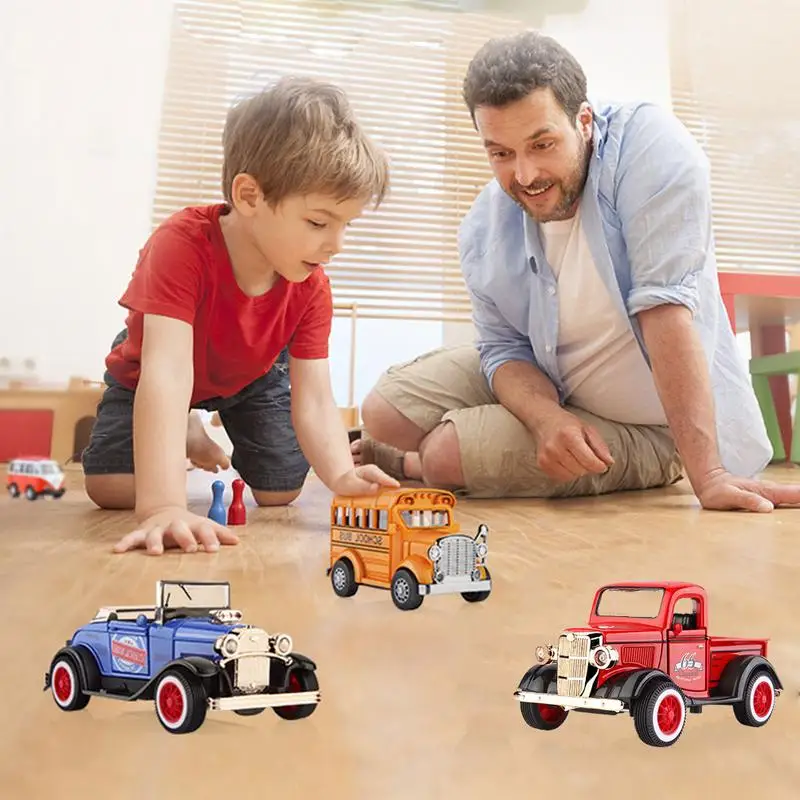 

Boy's toy Pull Back Car Toy Set Collectible Car Model Alloy Vehicle Classic Retro Gift Kids Mini Toy Car Baby Brinquedos