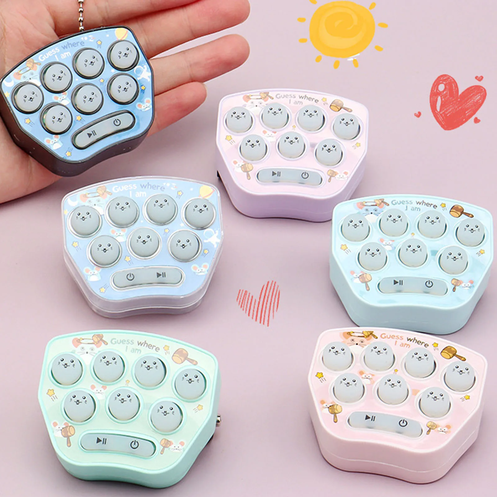 

Whac-A-Mole Mini Game Fidget Toy Pocket Game Hand-held Toy Keychain Mini Game Fidget Pocket Hit Hammering Game Toys