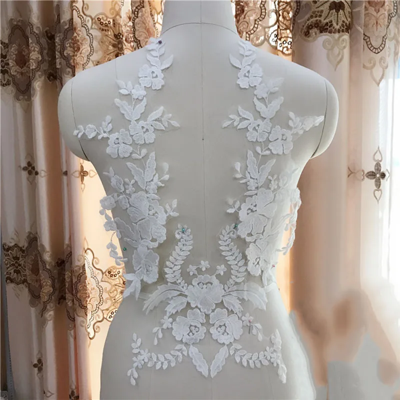 4 шт. цвета слоновой кости аппликация из белого кружева 2 мотив Свадебные Лиф