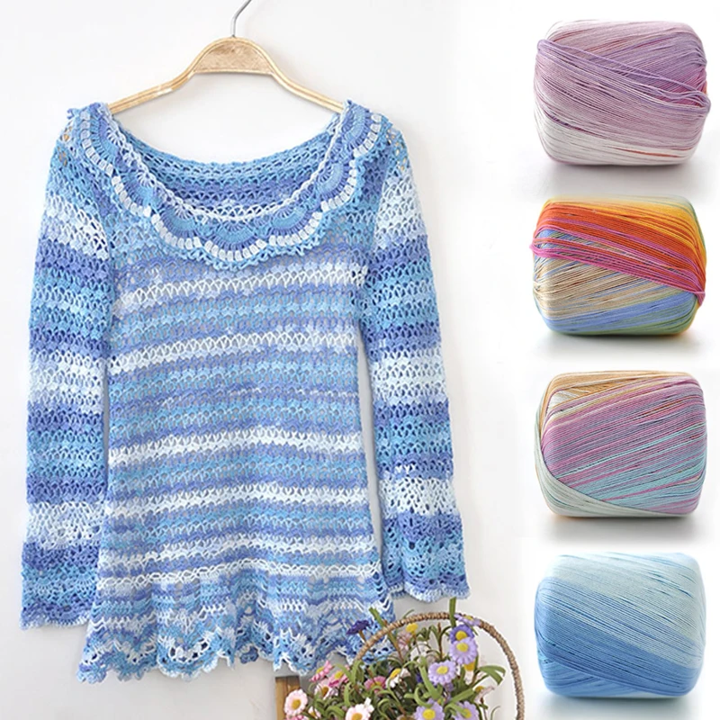 50 г градиентная цветная окрашенная бутиковая кружевная нить жемчужная блестящая