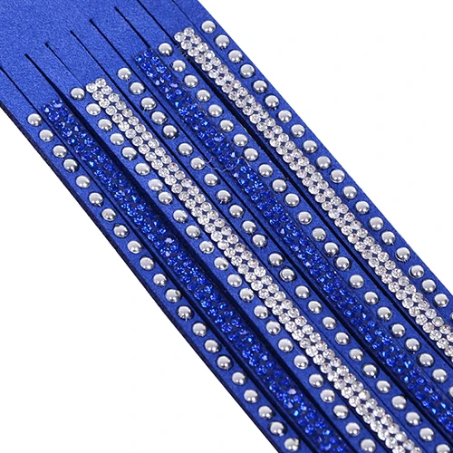 Женский многослойный браслет стразы с заклепками Бархатный Браслет-манжета на