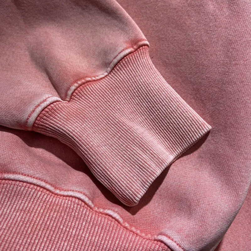 

Solid High Street Color Pleated Sleeves Hoodie Hoody Men Women Autumn Winter Pink Blue Pullovers Washed DO Old Retro Sweatshirts