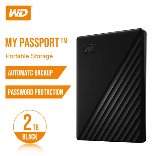 Black 2TB Western Digital My Passport™1 ТБ 2 ТБ 4 ТБ 5 ТБ внешний жесткий диск WD резервного копирования™Программное обеспечение и защита паролем - Цвет: Black 2TB