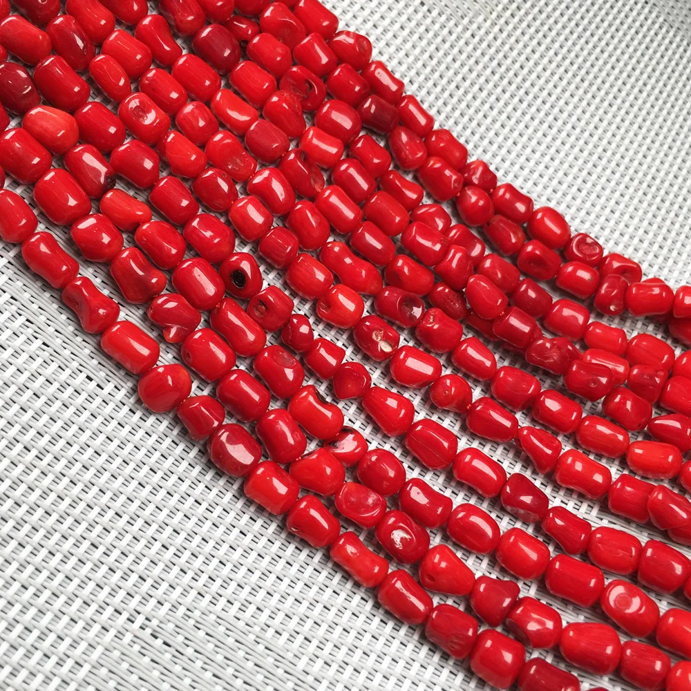 

Бусины из натурального камня, нестандартные красные коралловые бусины, свободные разделительные бусины для DIY браслета, ожерелья, ювелирные изделия, Размер 8x9 мм, нитка 15''