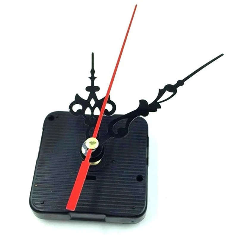 DIY Quartz Clock Set Silent large wall Movement Mechanism Black & Red Hands Repair Tool Parts Kit