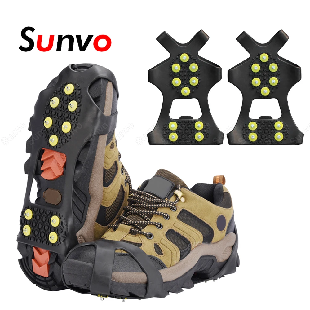 

10 шипов противоскользящие скобы захват для льда шипы для обуви Чехлы для зимней уличной снега альпинизма нескользящая обувь Ледяной Коготь...