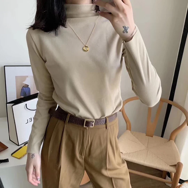 

2020 Autumn Winter Thick Women White Turtleneck Jumper Roll Collar Sweater Women Knitted Pullover Sweater Slim Long Sleeve Warm