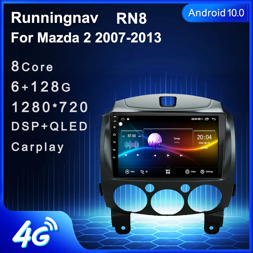 9 &quot4G LTE Android 10 1 для MAZDA 2/Jinxiang/DE/третьего поколения 2007 2013 2014 мультимедийный