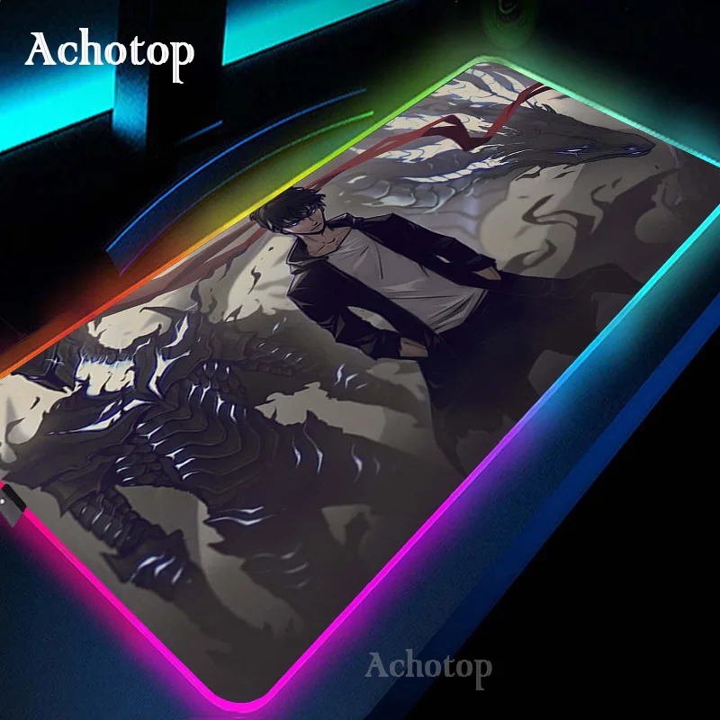 solo leveling top quality gaming player desk laptop rubber mouse mat rgb led light large anime mouse pad desk mat with backlit free global shipping