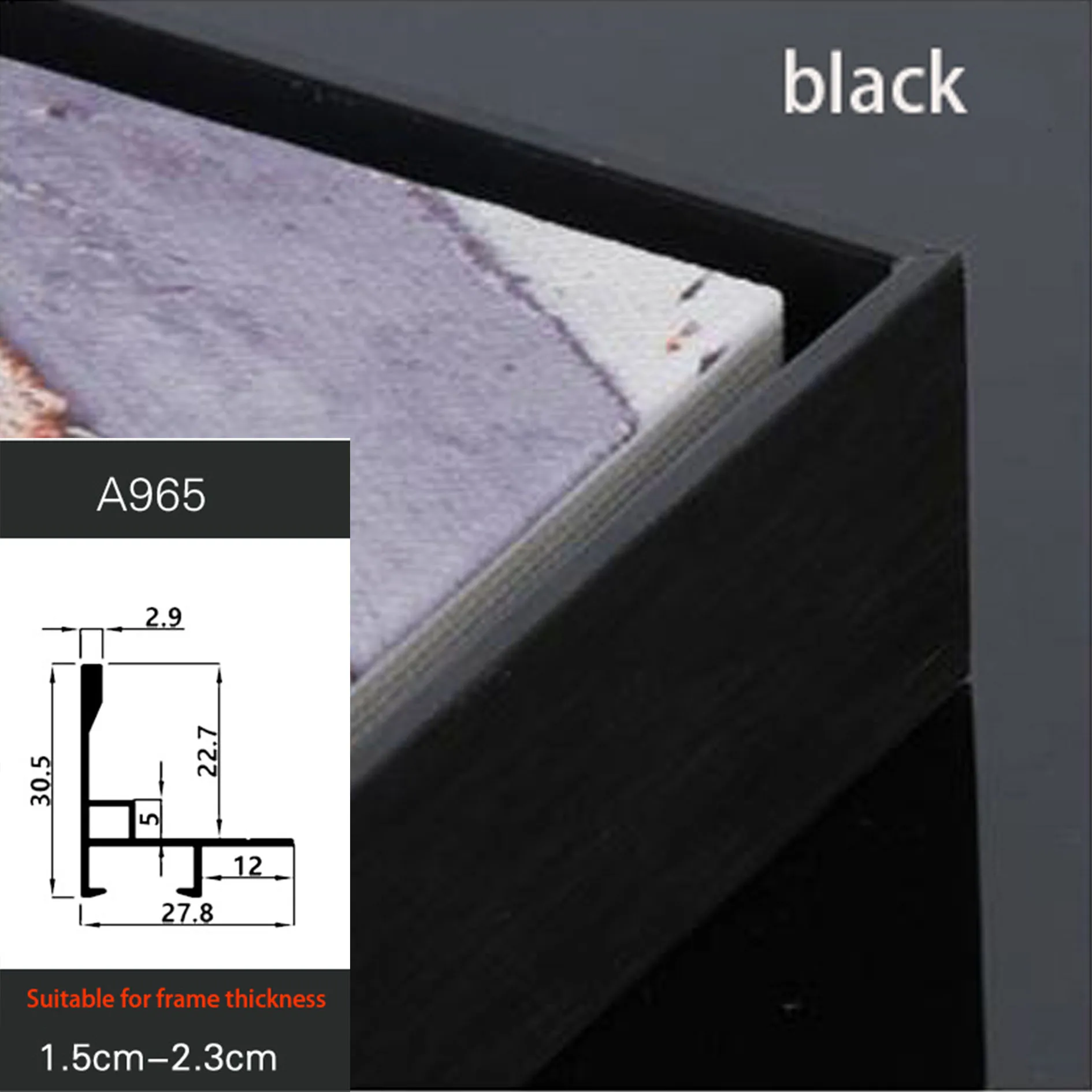 A965 black color Рамка для картин, большой размер, сделай сам, холст из алюминиевого сплава, картина, рамка для картин маслом, рама ramka na zdjecie porta retrato - Цвет: A965 black color