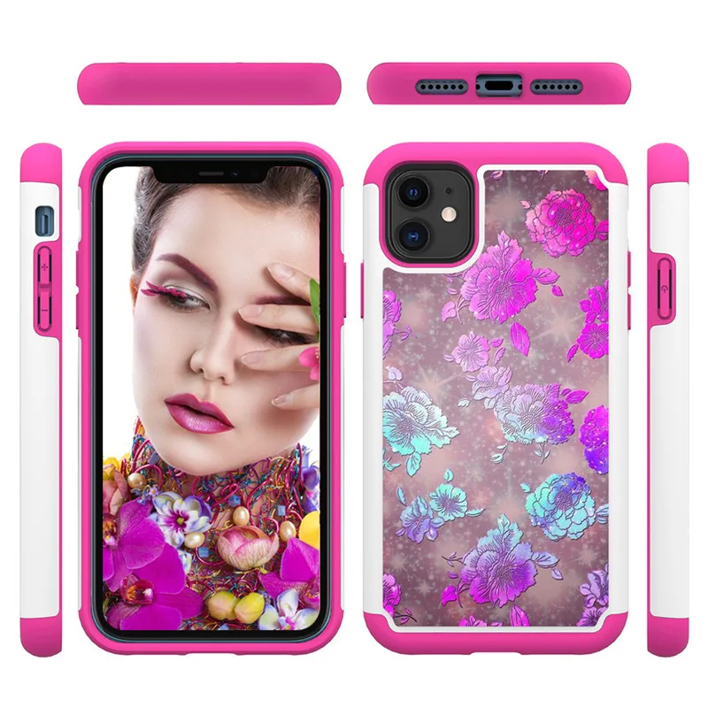 PC силиконовый чехол 2 в 1 ювелирный антидетонационный для iphone 6 7plus 8 X XSmax XR 11 pro max 5 |