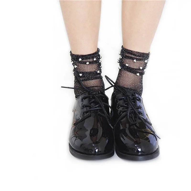 Новинка Летние Стильные Модные Современные Блестящие женские носки с
