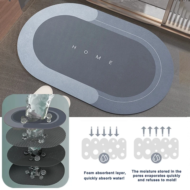 supe absorbent bath floor mat diatom mud soft diatomite bath mat quick drying bathroom rug non slip entrance doormat dropshippin free global shipping