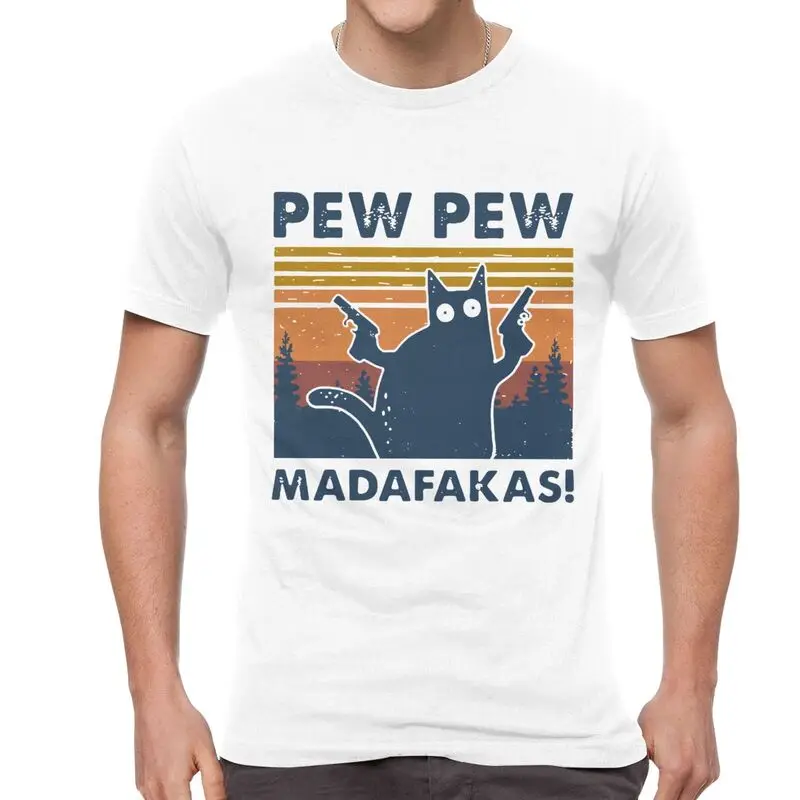 

Забавный кот пью! Madafakas футболка для мужчин с коротким рукавом 100% хлопковая футболка в винтажном стиле Crazy футболка с изображением кошки Топ ...