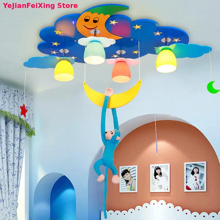 

Современная потолочная лампа для детской комнаты, Скандинавская простая детская игровая площадка, лампа для спальни со светодиодной подсв...