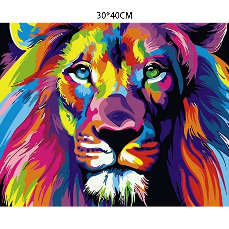 5D DIY Diamond Embroidery Colored Animals Diamond Painting 40x30cm Picture Cross Stitch Rhinestones For Home Art Gift Decoration