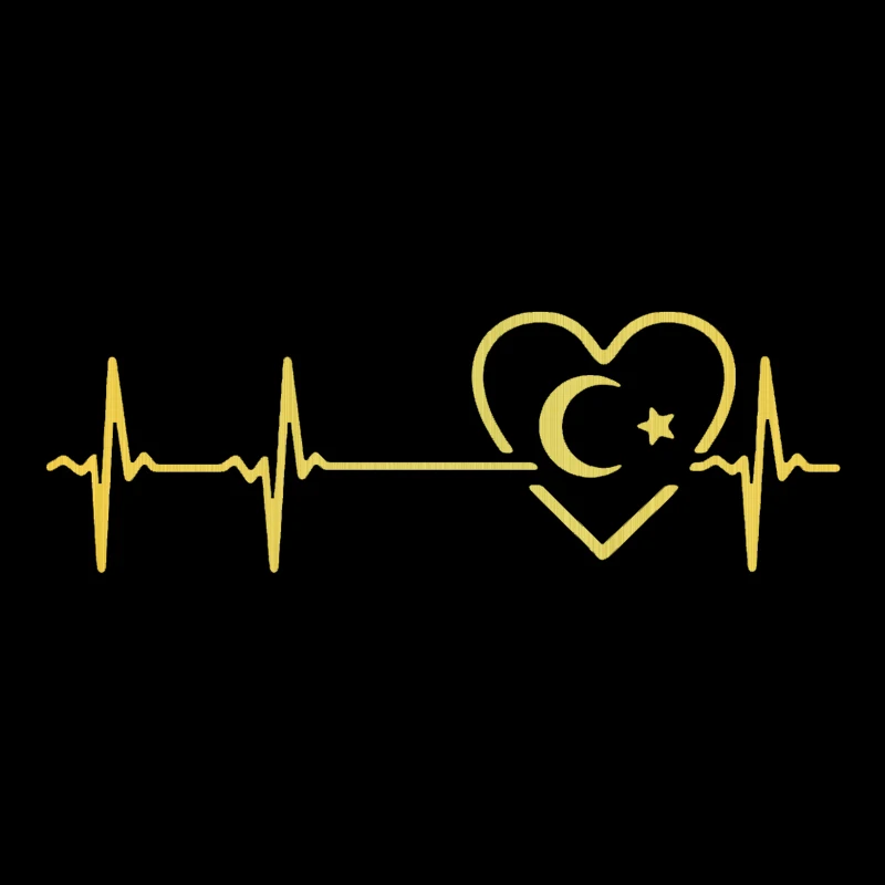 30x10 см высечка виниловая наклейка Турецкий флаг полумесяц сердцебиение