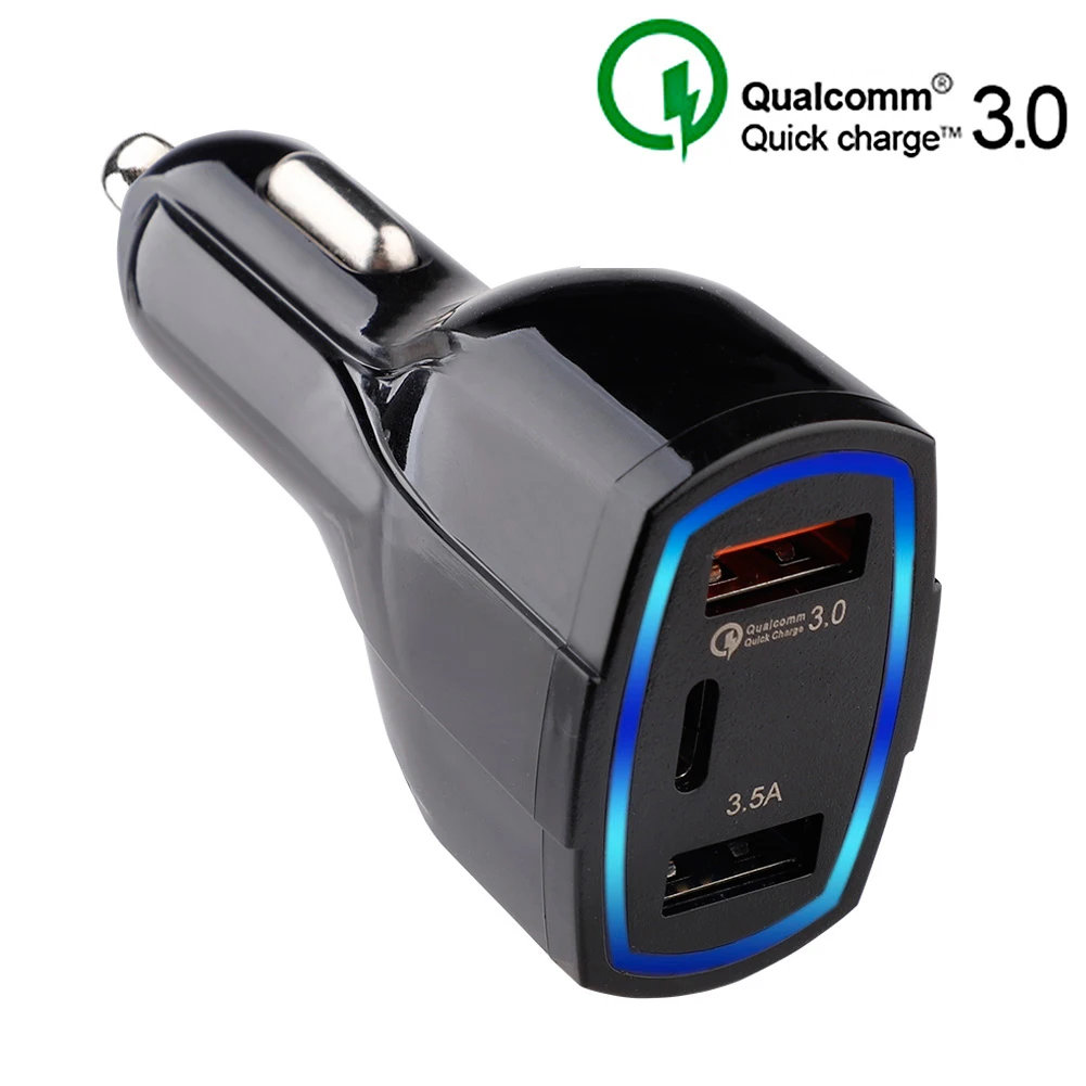 3 USB black QC 3,0 быстрая зарядка автомобильное зарядное устройство для samsung Xiaom iPhone 4 порта быстрое автомобильное зарядное устройство USB ЗУ для мобильного телефона - Тип штекера: 3 USB black