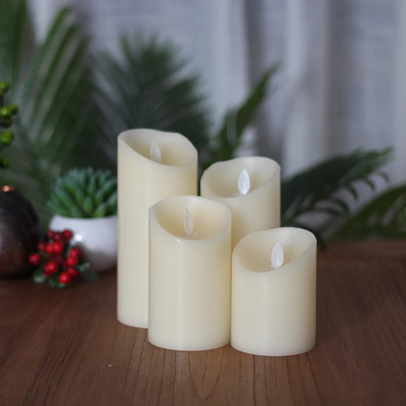 Беспламенного светодиодный Свеча светильник настоящий парафин Столбы с