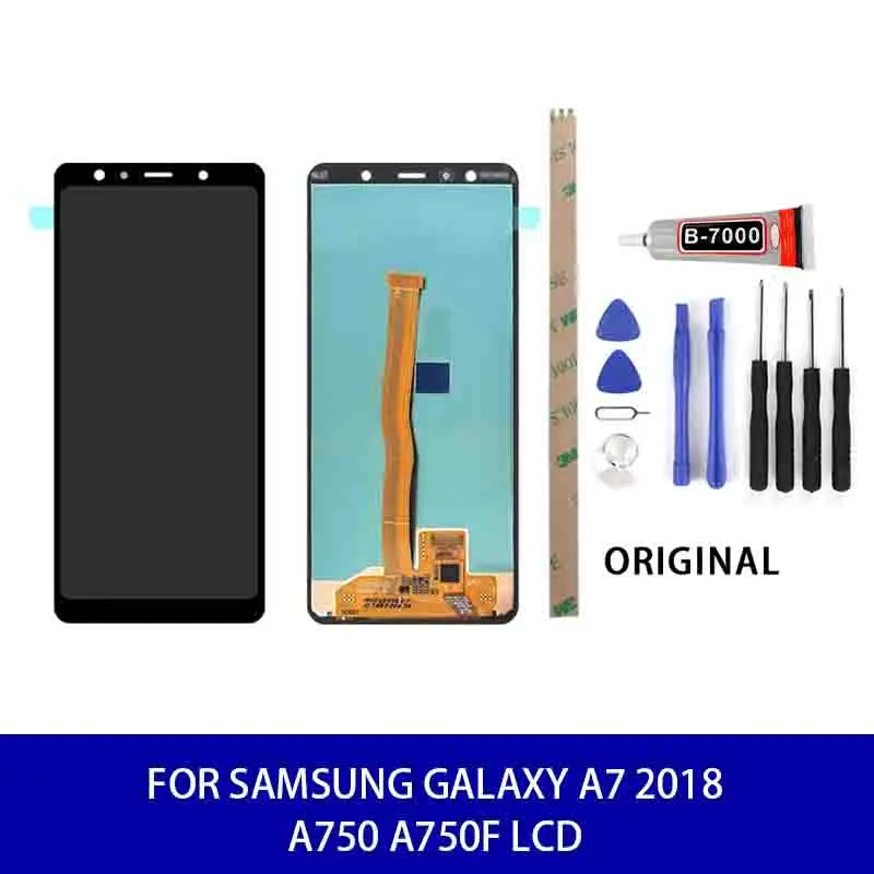Оригинальный супер Amoled для Samsung Galaxy A7 2018 A750 A750F ЖК-дисплей сенсорный экран панель