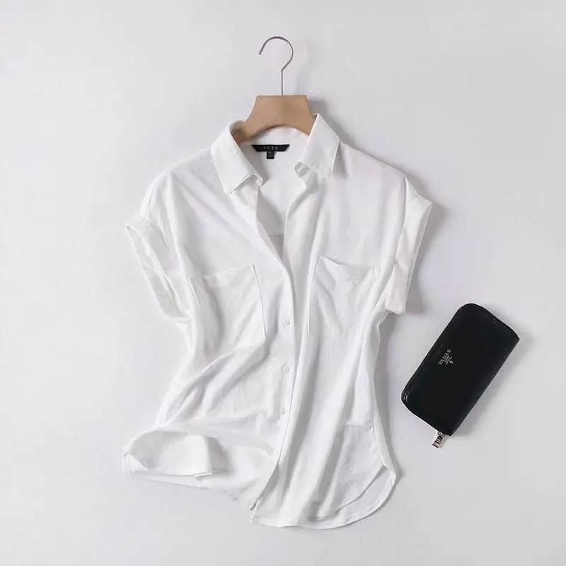 Женская однотонная блузка без рукавов свободная рубашка в английском стиле