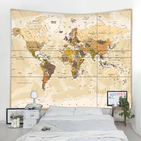 retro world map wall hanging tapestry sleeping pad wall tapestry art round towel beach blanket decor