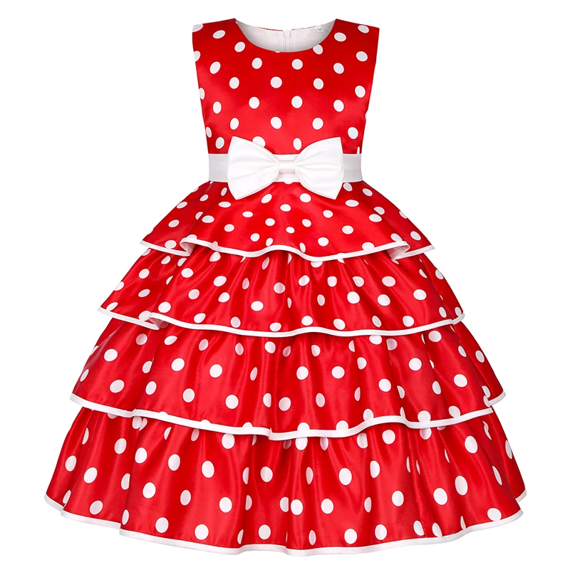 Princess Baby Girls Dot Flower Elegant Wedding Party Dresses Toddler Girl Christmas Vestidos Formal Dress Children Kids Clothing