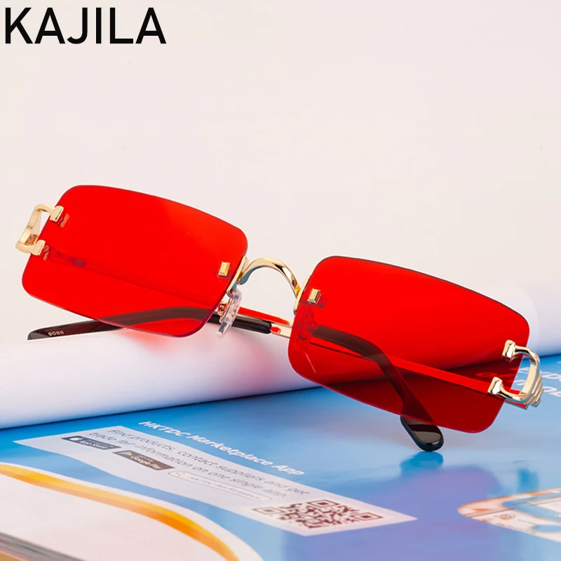 

Rimless Rectangle Sunglasses Women 2020 New Fashion High Quality Vintage Small Square Sun Glasses For Men Shades Gafas De Sol