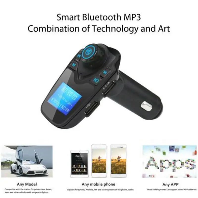 Автомобильный комплект громкой связи беспроводной Bluetooth fm-передатчик fm-модулятор радио адаптер USB зарядное устройство MP3 музыкальный плеер для iPhone телефона