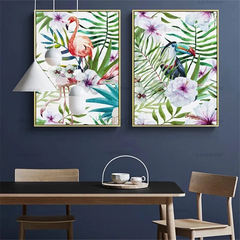 С изображениями цветов и животных Скандинавская Картина на холсте домашний