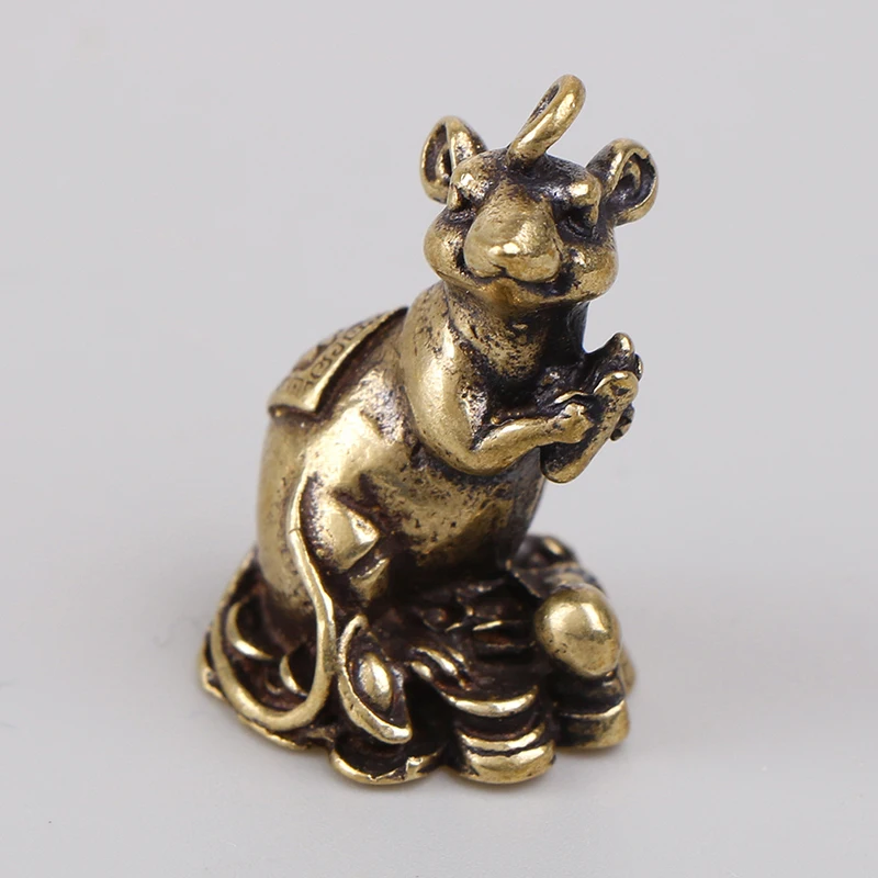 Медные брелоки в виде крысы подвески винтажные Зодиак из латуни животных мыши