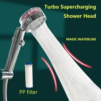 High Pressure Turbocharged Water Saving Shower Head with Filter 360 Ratation Turbo Fan Universal Fitting Bathroom Equipment