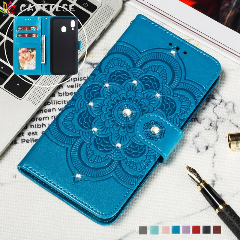 

Shiny Phone Cases for Samsung S21 S20 Ultra Note 20 10 Pro A51 A71 A12 A32 A42 A52 S10 S9 Plus Leather Flip Wallet Mandala Cover