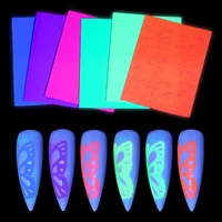 6pcs hot butterfly designs neon nail art glitter holographic decor 3d self adhesive stickers manicure tips tools