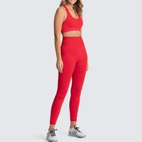 womens tracksuit yogat fitness sets seamless pink crop top vest hight waisted leegings sport clothing for gym running outfit