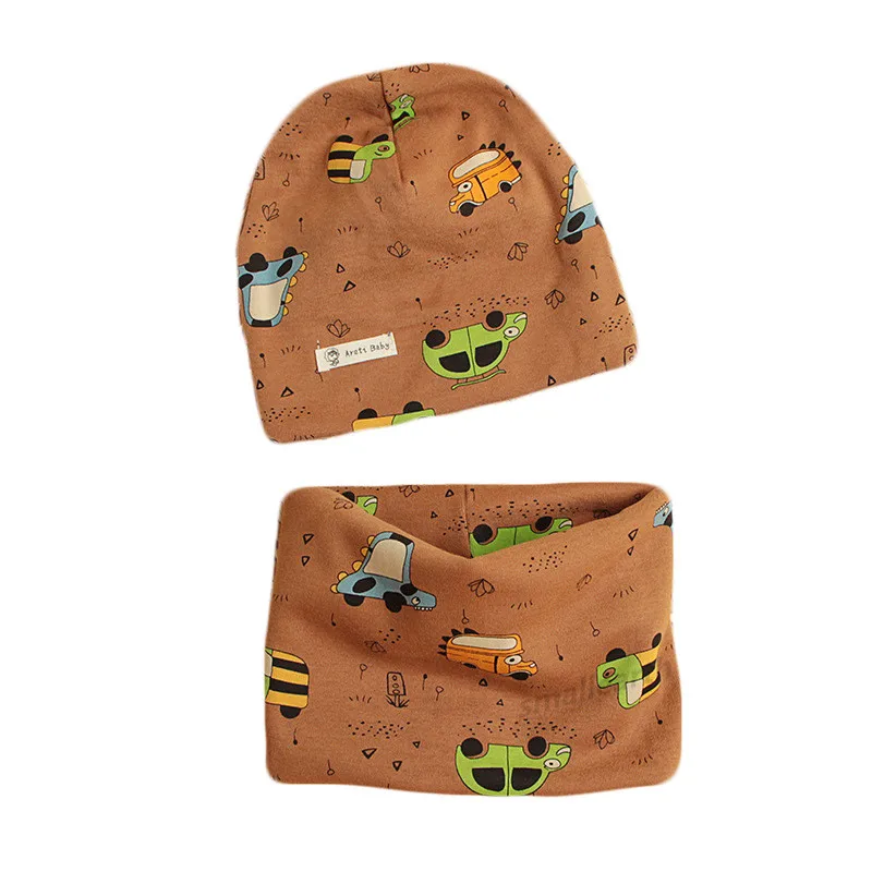 Осенне зимняя хлопковая вязаная детская шапка воротник 2 шт./компл. комплекты из