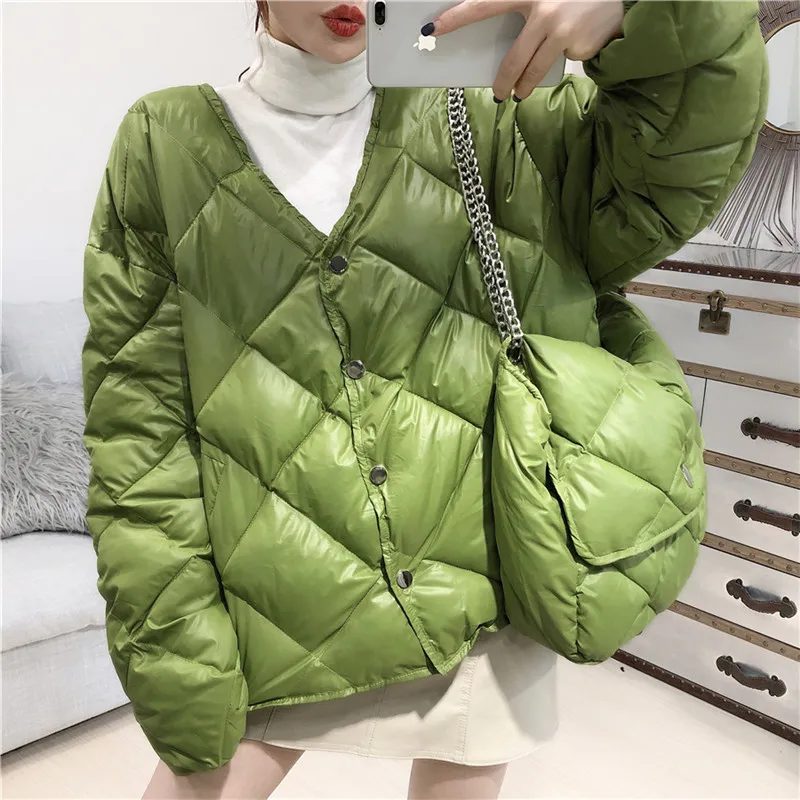 Новинка 2019 зимнее женское модное свободное хлопковое пальто свободная парка с v