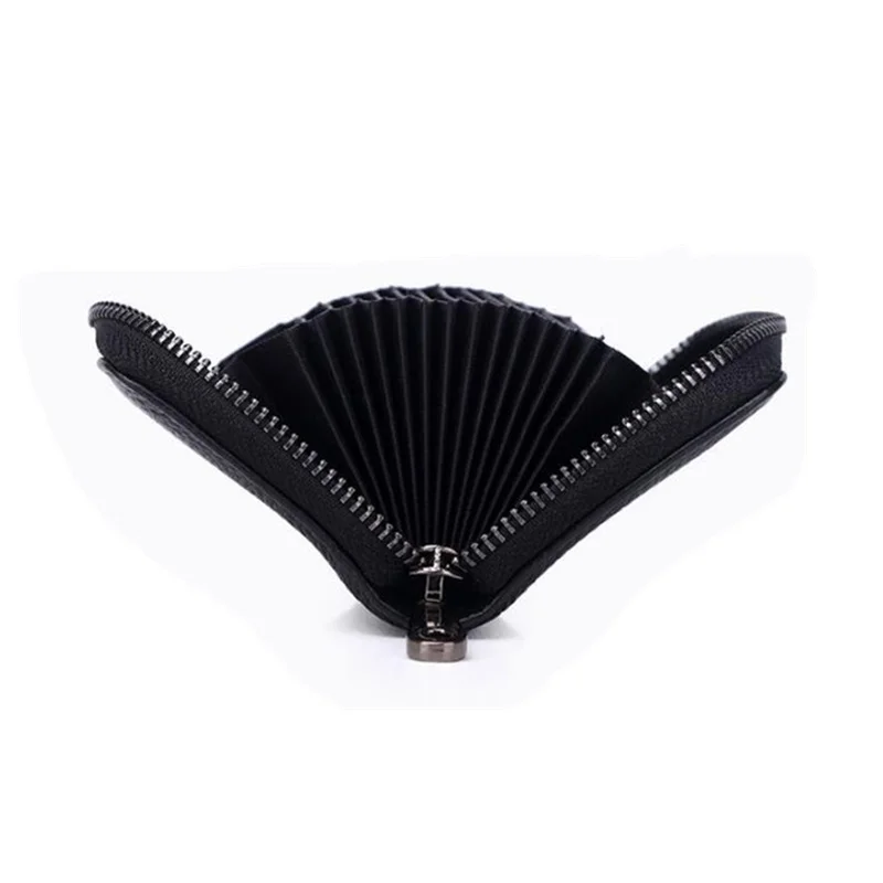 

1 pc Business Card Holder Genuine Leather Credit Card Holder Women Zipper Pocket Unisex Card Case Dropshipping