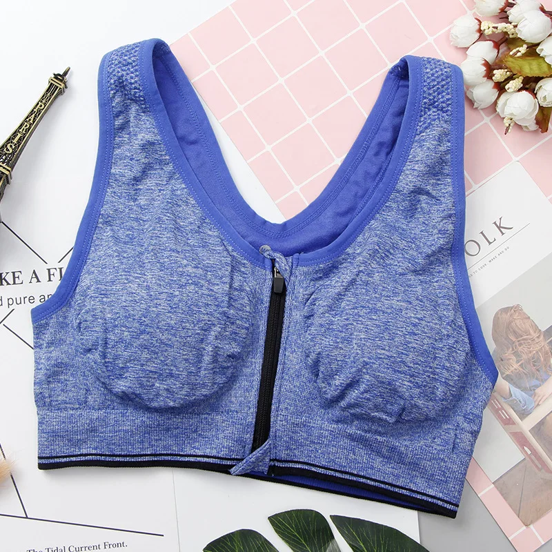 Бесшовный спортивный бюстгальтер на молнии противоударный плотный дышащий