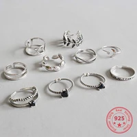 2020 hot sale 925 sterling silver personality mix fashion concise retro men and women vintage adjustable silver ring
