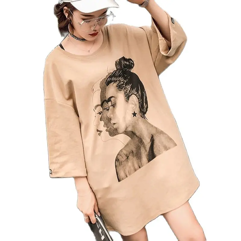 

Fashion Plus Size Summer Dress Ffor Women 2022 New Short-Sleeved Long T-Shirt Dress Female Half-Sleeved Bottoming Shirt