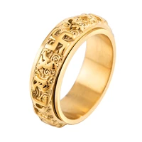 fashion letter ring stainless steel silver gold mixed color buddhism rotating rings as finger decorative