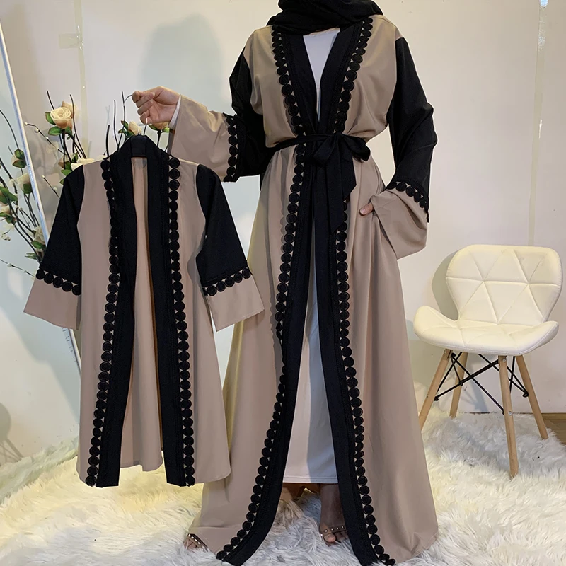 Новинка модная абайя в мусульманском стиле с кружевной аппликацией и длинным