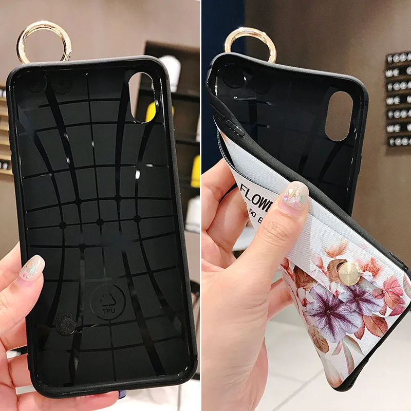 Для iphone 7 8 6s plus чехол для XR X Xs max ремешок на запястье Мягкий ТПУ винтажный