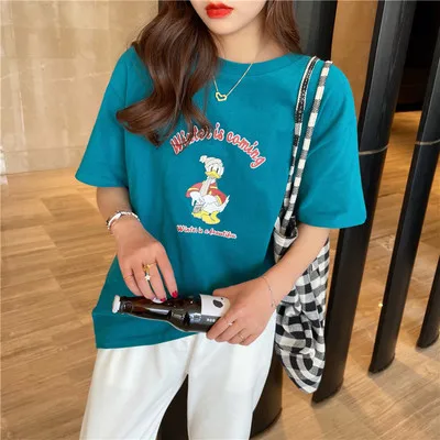 

HAN Summer new short-sleeved T-shirt women's thin cotton loose design sense versatile and comfortable bottoming shirt