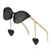 vintage small cat eye sunglasses women luxury designer sun glasses shades classic gold chain heart pendant uv400 oculos gafas
