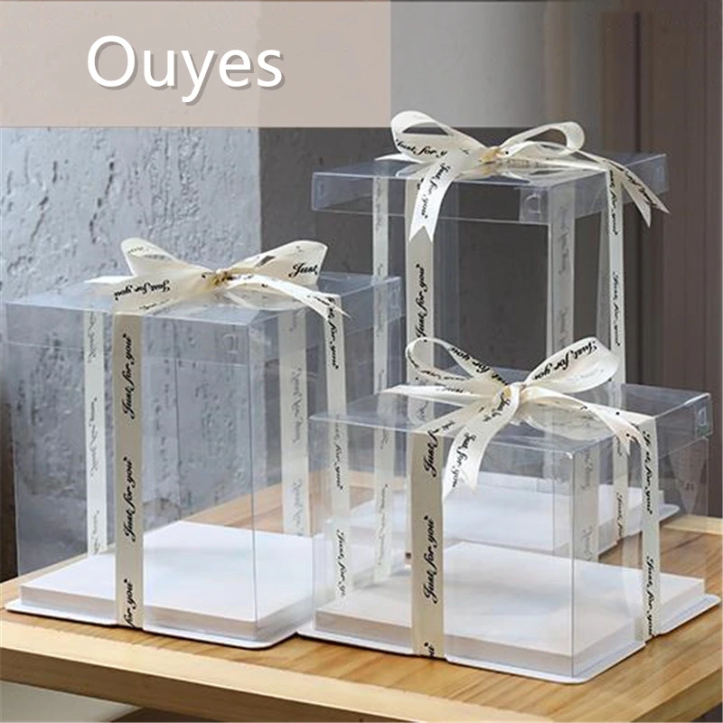 Birthday Surprise Gift Baking Packaging Box Pvc Plastic Cake Box Party Supplies 5pcs/sets
