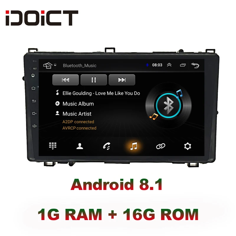 Автомобильный DVD плеер IDOICT Android 8 1 GPS навигация мультимедиа для Toyota Corolla Auris Radio 2015